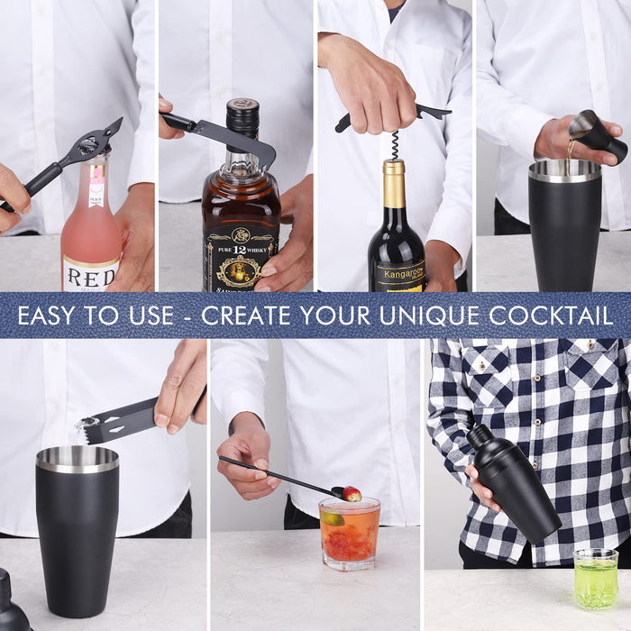 JNWINOG 9Pcs-Cocktail Shaker Set Bartenders Kit Cocktail Bar Set Cocktail Mix Drink Making Kit Professional Bar and Home Drink