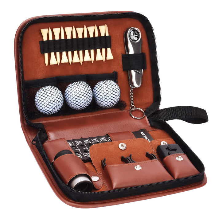 Jiskan Golf s for Men and Women, Golf Accessories Set with Hi-End Case, Golf Balls, Rangefinder, Golf Tees, Brush, Multifunctional Divot Knife, Scorer, Golf Ball Clamp