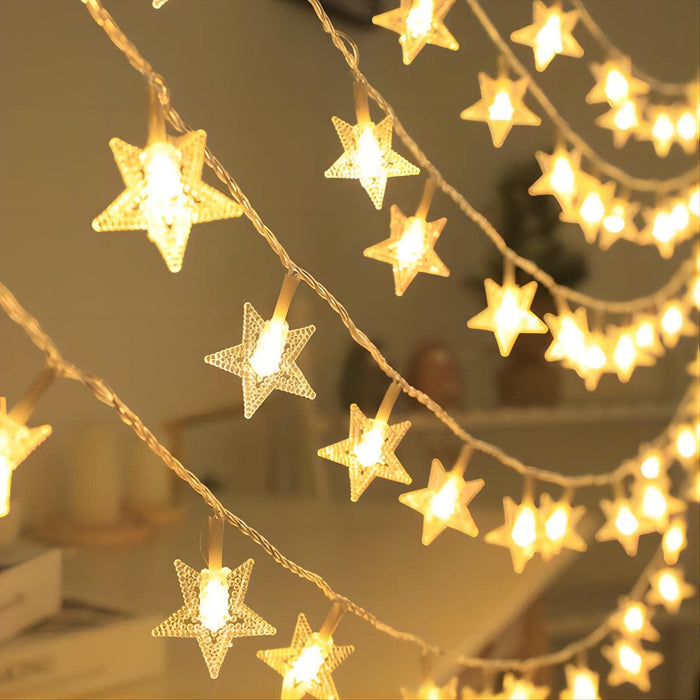 Wnteple Star String Lights, 20Ft 40 LED Star Fairy Lights Battery Operated,  Christmas Twinkle Lights Indoor Outdoor for Bedroom Canopy Patio Wedding