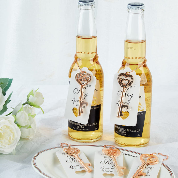 ZDHIWEXU 50 PCS Wedding Favors Rose Gold Key Bottle Openers , Bridal Shower Party s, Vintage Skeleton Key Bottle Opener