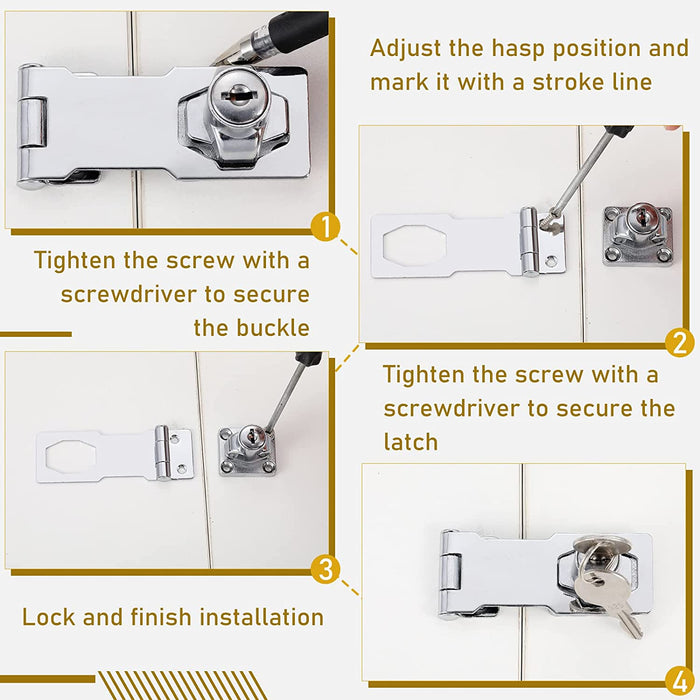 Cabinet Locks with Keys Door Latch - Hasp Lock for Drawers Cabinets Cl —  CHIMIYA