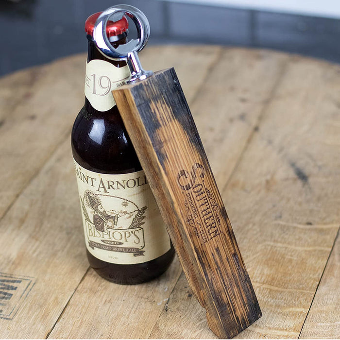 Whiskey Barrel Beer Bottle Opener - Handmade from Reclaimed Oak Whiskey Barrel Stave - Beer  for Beer Lovers