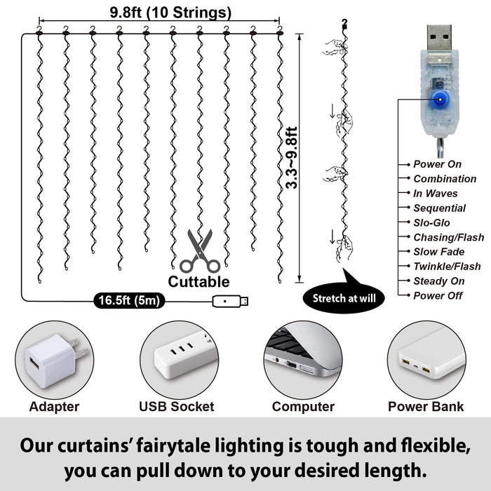 Led Fairy Tale Lamp, 8 Flashing Modes, Usb Remote Control With