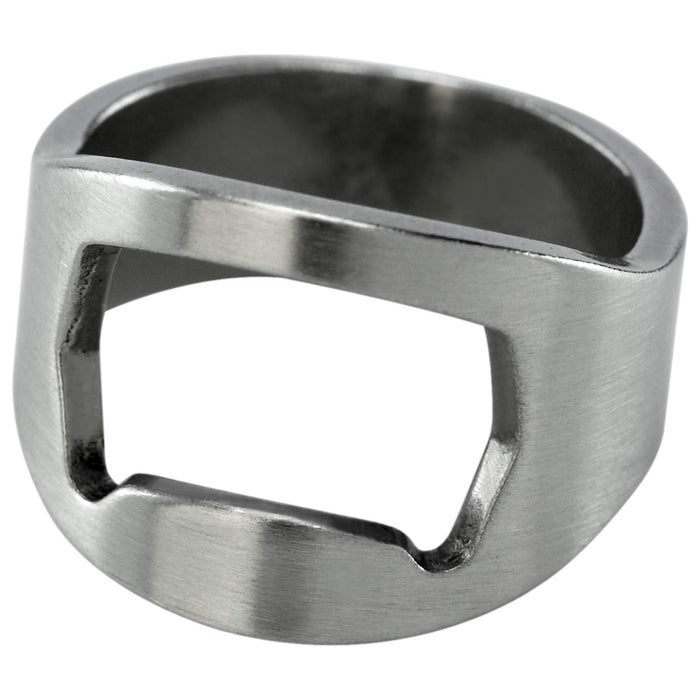 Barbuzzo Bottle Opener Ring - Set of 2 Silver Stainless Steel Finger Ring Bottle Opener Tool