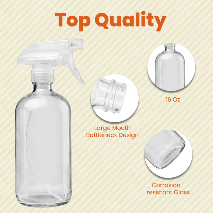 Clear Glass Spray Bottles For Cleaning Solutions (4 Pack) - 16 Ounce, —  CHIMIYA