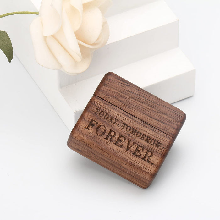 Yookin Wooden Ring Box Portable Ring Box Wood Ring Case Engagement, Proposals,Wedding Ceremony Jewelry Display Ring Box