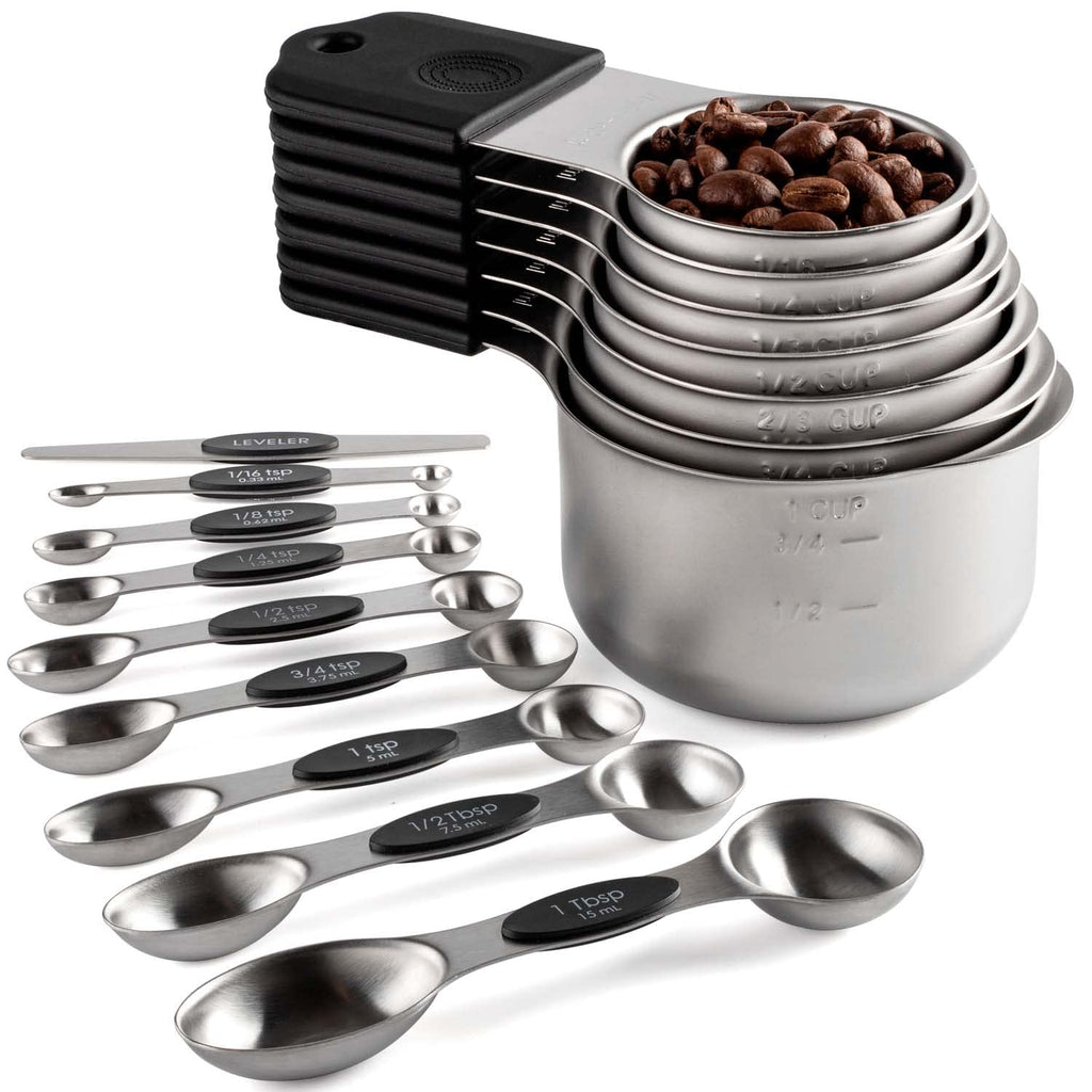 OXO Stainless Steel Measuring Cups and Spoons Set 8 piece Magnetized Handle  New