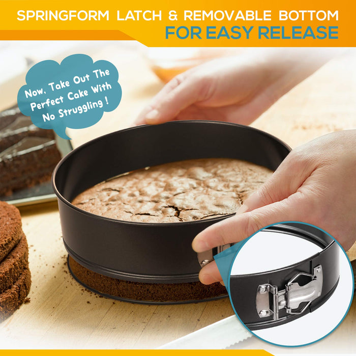 HIWARE Springform Pan Set of 3 Non-stick Cheesecake Pan, Leakproof Round  Cake Pan Set Includes 3 Pieces 6 8 10 Springform Pans with 150 Pcs
