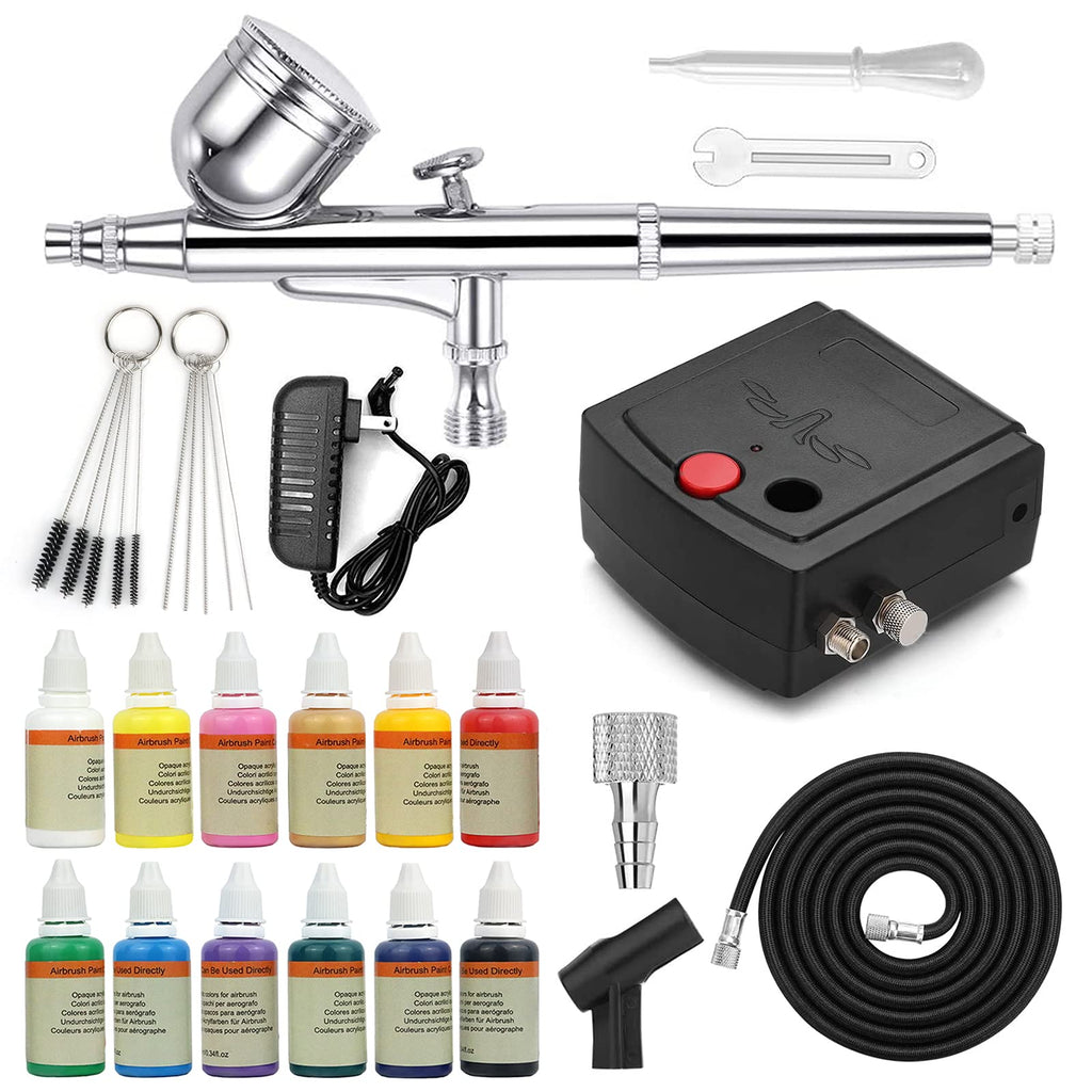 Beginner Cordless Airbrush Kit with Compressor & Acrylic Airbrush Paints by  NO-NAME Brand