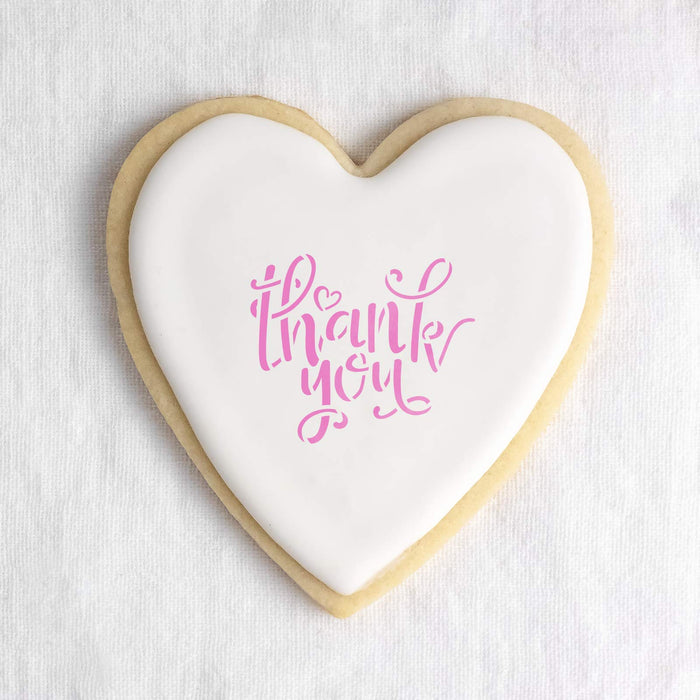 Thank You Cookie Stencil Template - Reusable & Durable Food Safe Stencils for Cookies and Baking