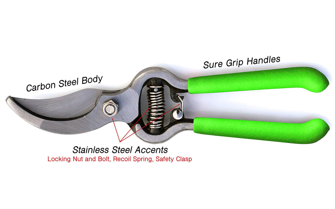 Garden Guru Bypass Pruner Elite - High Carbon Steel Bypass Hand Pruner  Pruning Shears Scissors Clippers - Comfort Grip Hand Garden Clippers 