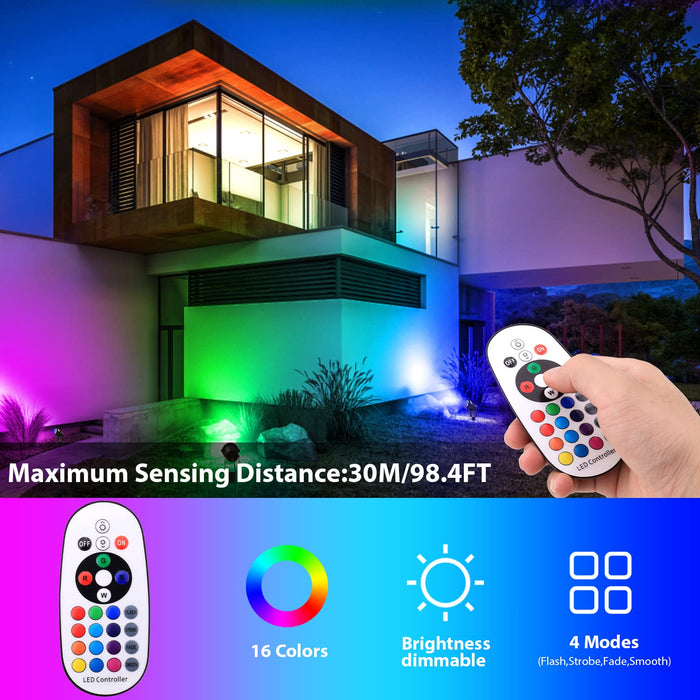 RGB Low Voltage Landscape Lighting Color Changing LED Spot Lights Remote  Control