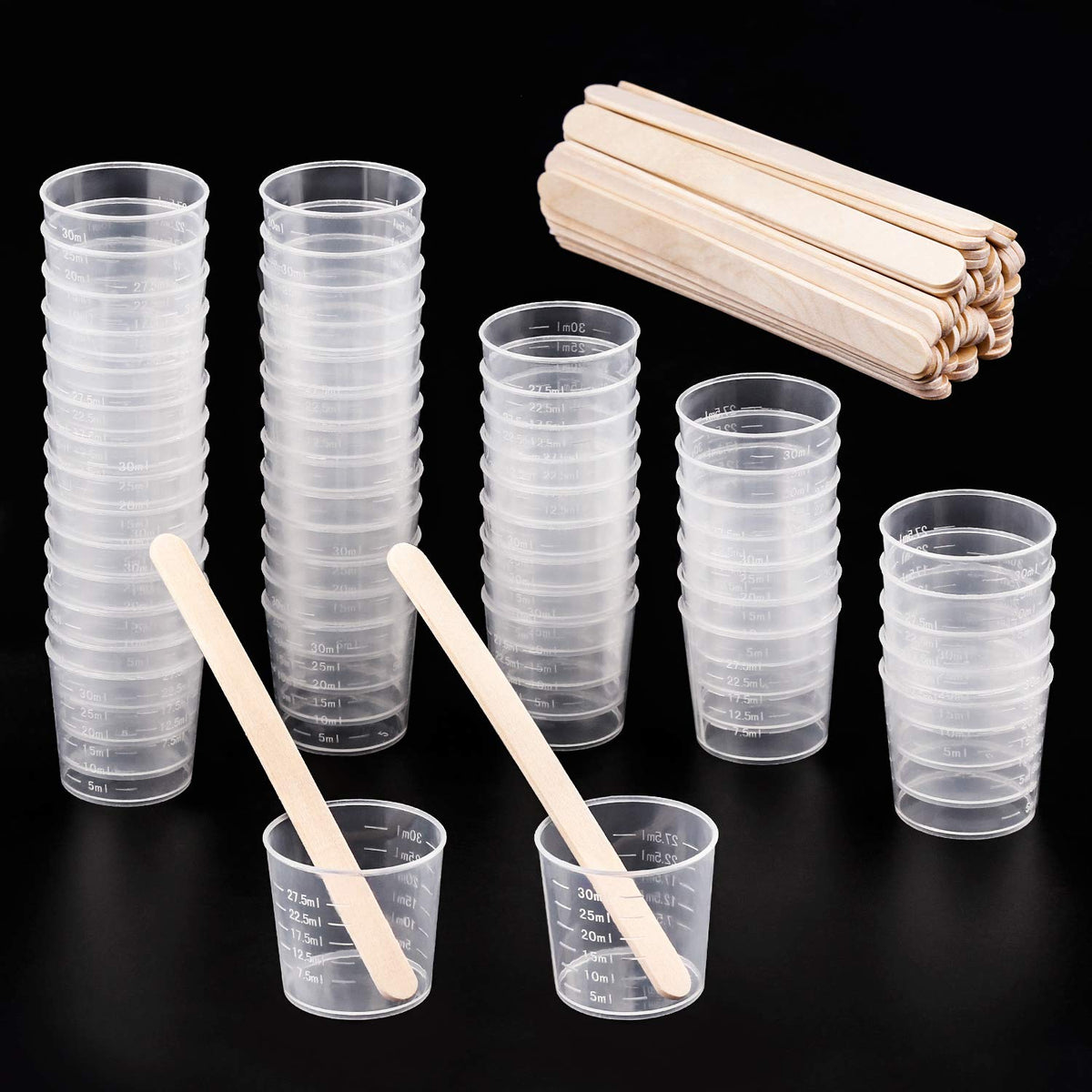 8 Pcs Epoxy Mixing Cups, 100ml/3.4oz Plastic Graduated Cup Clear