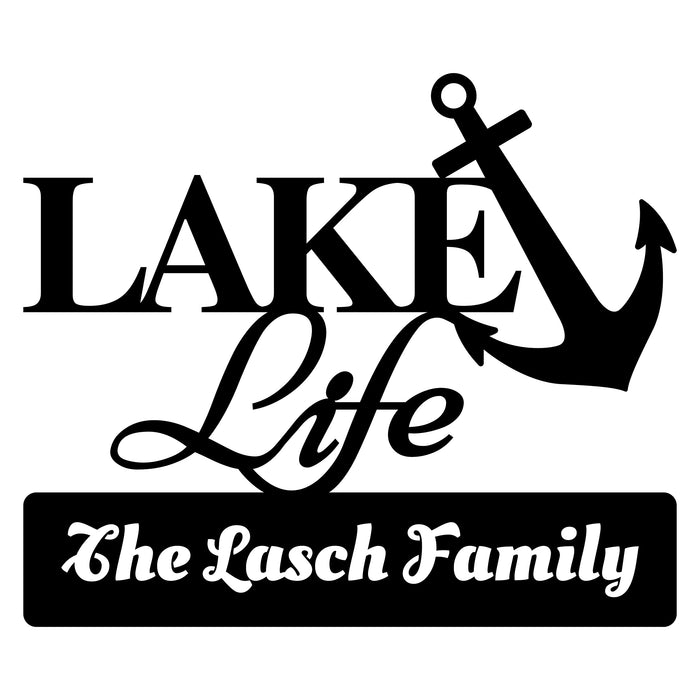 Personalized Lake Life with Anchor Metal Home Decor Sign Decorative Custom Lake House Cabin Sign Life is Better Accent Metal