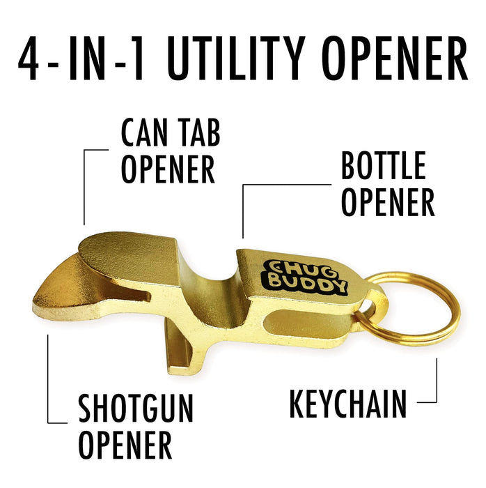 Chug Buddy Beer Shotgun Tool Metal Can Opener Keychain - Shotgun Chugging Tool - Shot Gun Tool gold steel beer bong shotgunning
