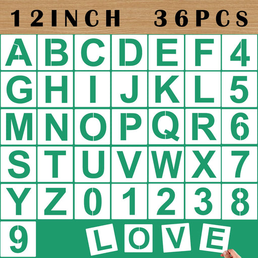 10 inch Letter Stencils for Painting on Wood,38pcs Large Alphabet Stencils  Stencil Letters Numbers Stencils for Wall Wood Porch Fabric