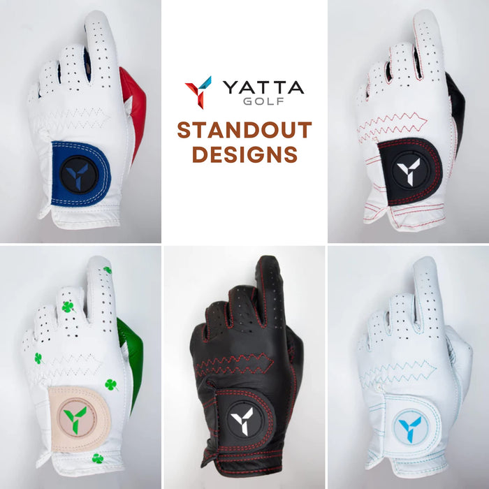 YATTA GOLF Men's Premium Left Hand Golf Glove – Comfortable, Durable, Precisely Cut, & True-to-Form Fit Cabretta Leather Golfing Glove