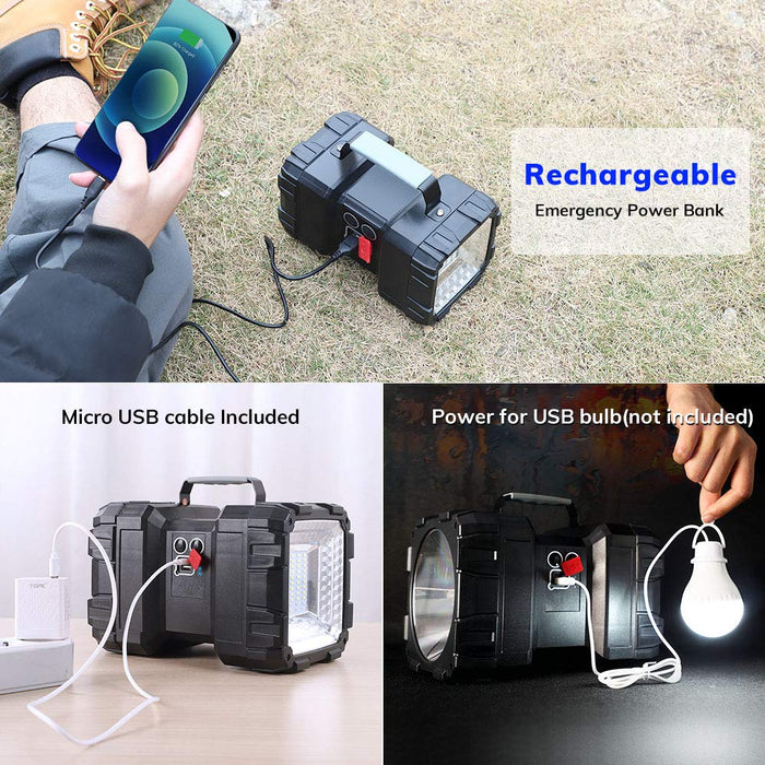 Bright Rechargeable Flashlight,JODK Portable Handheld Spotlight Searchlight 10000mAh 1200LM with 3+4 LED Lights Modes, High Lumen Waterproof Flashlight Portable with USB Output Power Bank for Outdoor