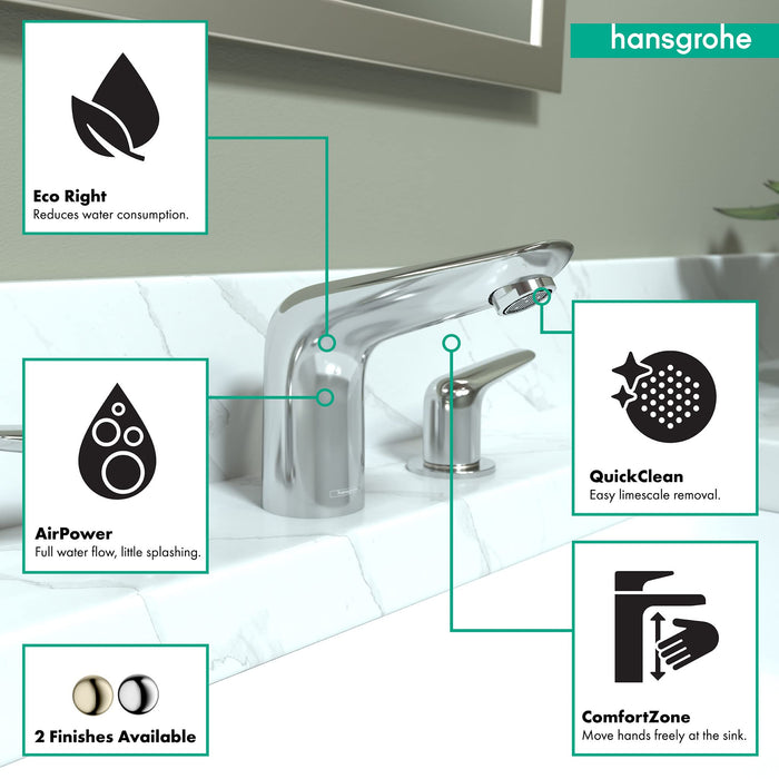 hansgrohe Focus N Modern Low Flow Water Saving 2-Handle 3 5-inch Tall Bathroom Sink Faucet in Chrome, 71140001