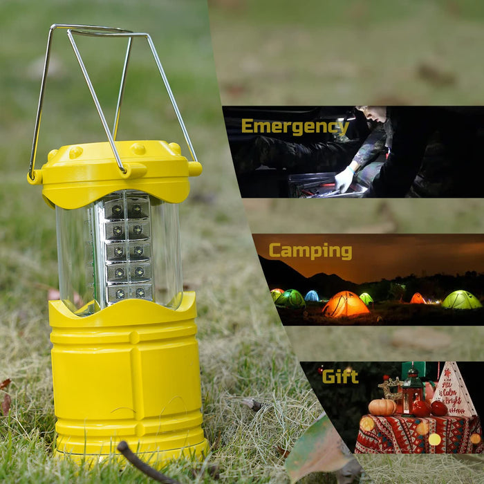 Lichamp 4 Pack LED Camping Lanterns, Battery Powered Camping Lights LED Super Bright Collapsible Flashlight Portable Emergency Supplies Kit, A4YL