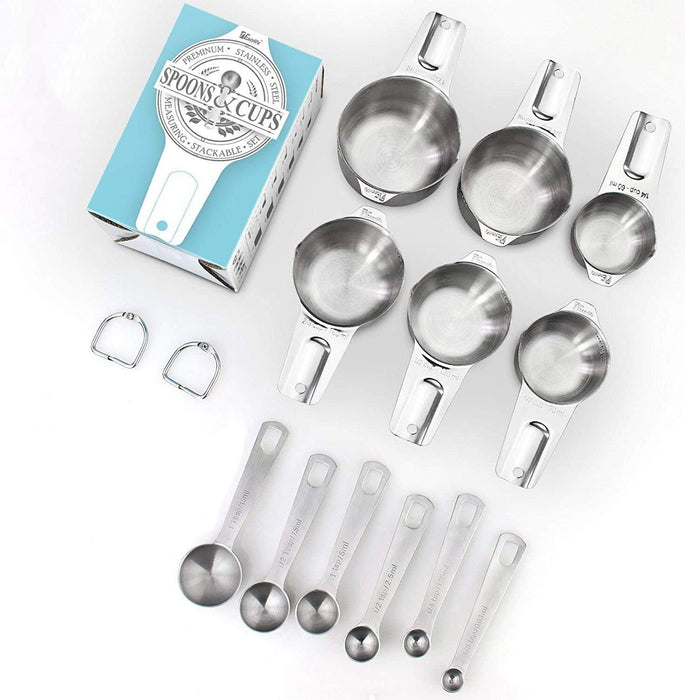YellRin Magnetic Measuring Spoons Set of 6 Stainless Steel Dual Sided Stackable Teaspoon for Measuring Dry and Liquid Ingredients