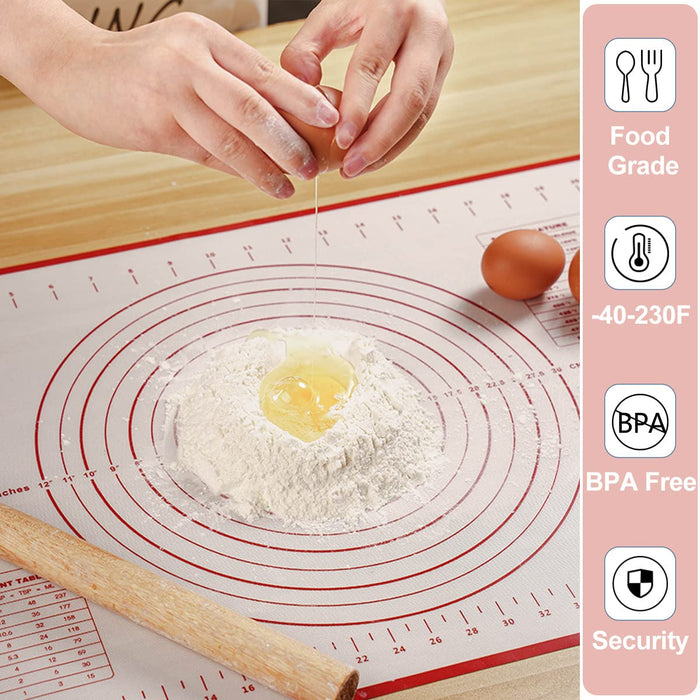 PATIOSIR Silicone Pastry Mat Extra Large, 32 x 24 Non-Stick Baking Mat with Measurement Kneading Board for Dough Rolling, Non-Slip Counte