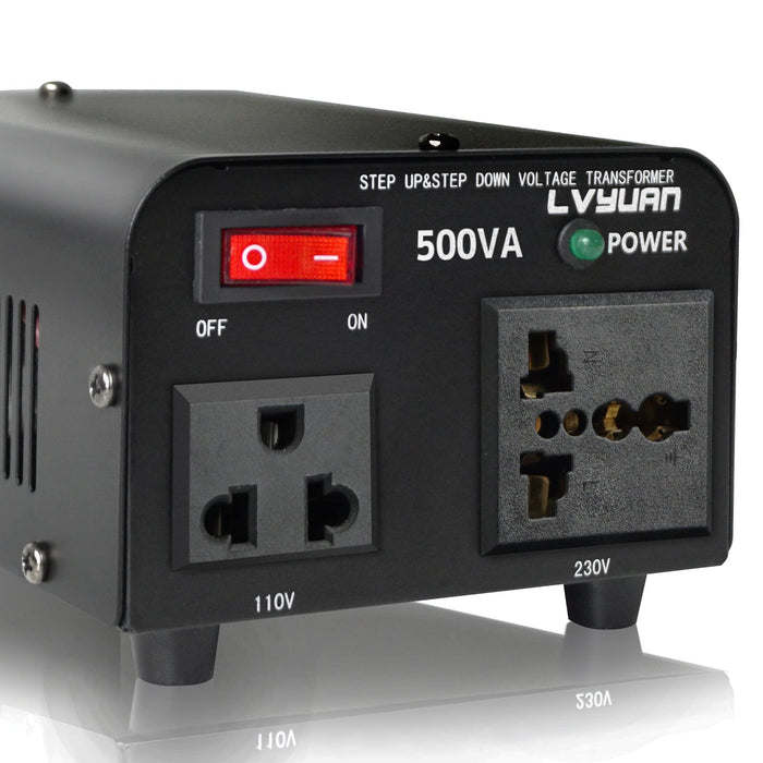 Yinleader 500W Voltage Transformer Converter(220V/230V/240V to 110V/120V OR 110V/120V to 220/230/240 Volt) Step Up/Down Converter w/US Standard Power Cord,Circuit Breaker Protection