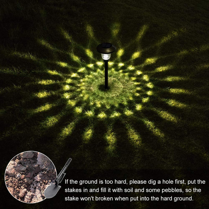 BEAU JARDIN 8 Pack Solar Pathway Lights Color Changing Outdoor Waterproof  Multi Color Halloween LED Glass Stainless Steel Metal Garden Landscape