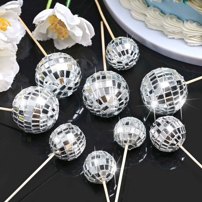 JOERSH 23ps Disco Ball upcake Toppers Happy Birthday cake Topper  1970s Disco Ball cake Piks Disco Theme cake Decorations