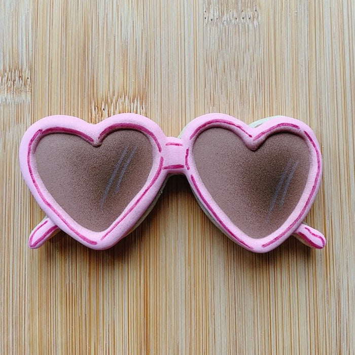 LILIAO Heart Shape Sunglasses Cookie Cutter Summer Beach Fondant Biscuit Cutter - 3.6 x 1.6 inches - Stainless Steel