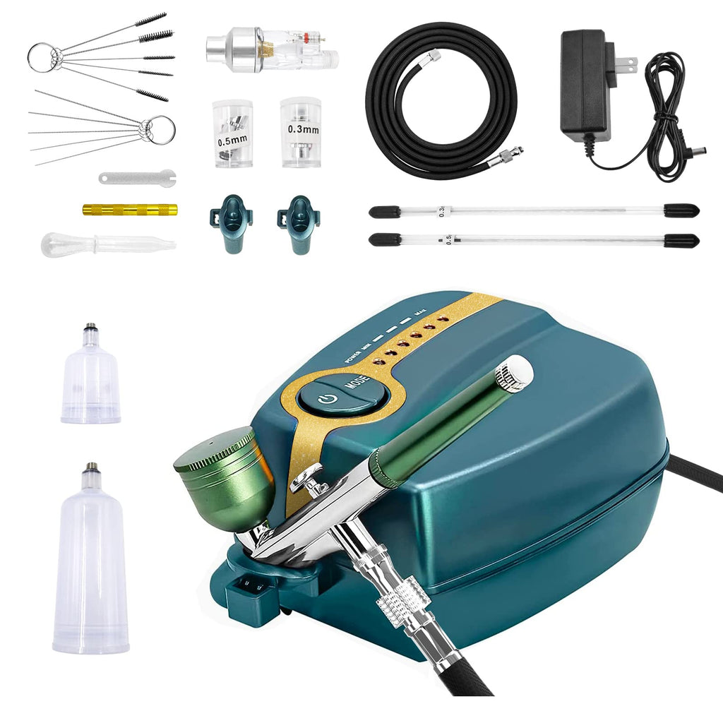 Casubaris Airbrush kit with compressor portable cordless Airbrush  kit,Rechargeable auto stop dual action air brush pen,Match Different  Airbrush Gun