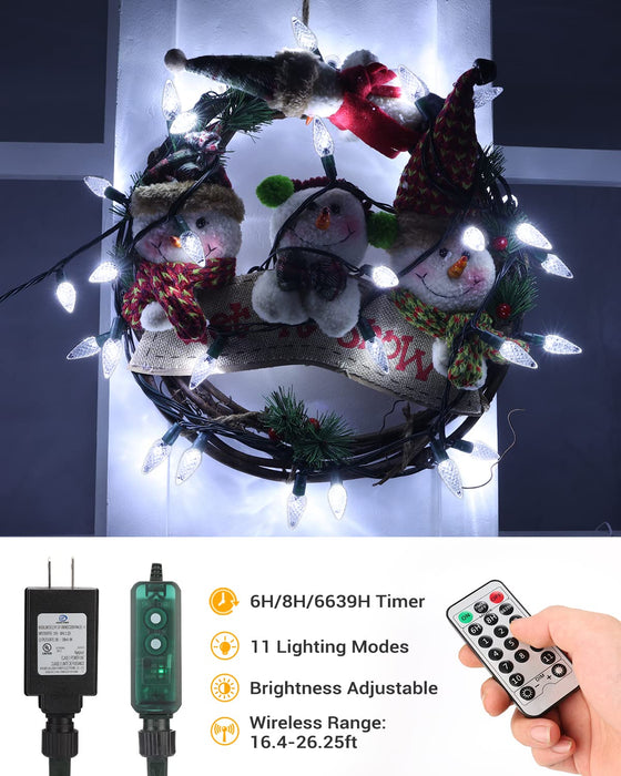 Waterproof Christmas Tree Lights With Remote 197ft Cool White