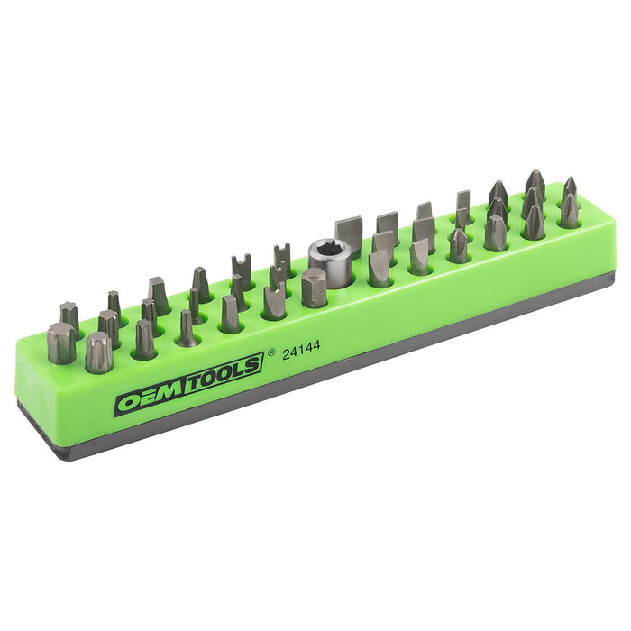 OEMTOOLS 24144 36 Piece Magnetic Hex Bit Holder, Hex Bit Organizers, Magnetic Organizer Mounts to Metal Surfaces, Non Marring Hex Bit Storage, Green