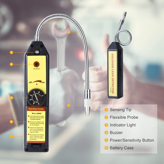 Refrigerant Freon Leak Detector with Indicator Light, High Accuracy and Instant Halogen Gas Leakage Tester for HFCs CFCs CFCs Halogen R134a R410a R22a Air Condition HVAC