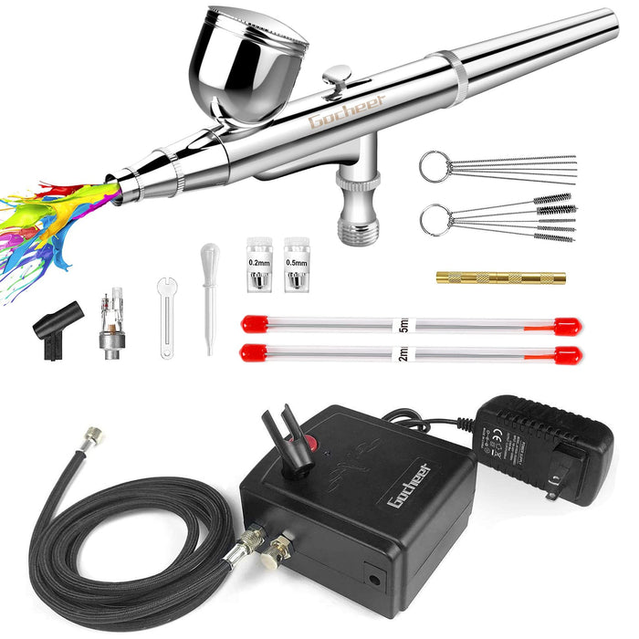 Gocheer Airbrush Kit with Compressor, Dual Action Mini Air Brush
