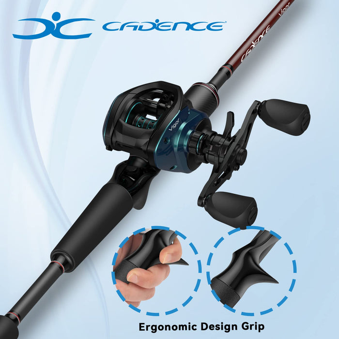 Cadence Vigor Fishing Rod, 30-Ton Carbon Blank, Fuji Reel Seat & Stainless Steel Guides with SiC Inserts,Multiple &Portable 2-Piece Rod with Convenience & Performance