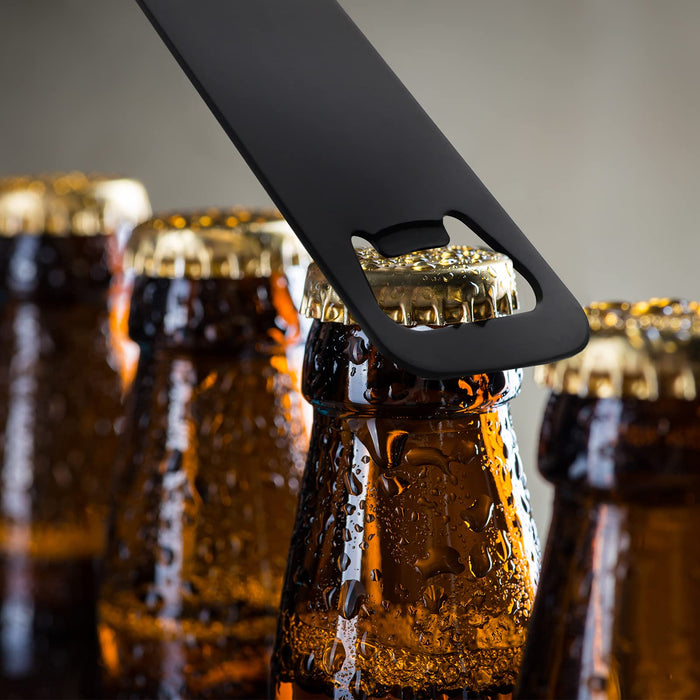 16 Pieces Stainless Steel Bottle Opener Bottle Shaped Can Openers Black Beer Opener Flat Handle Beer Bottle Opener