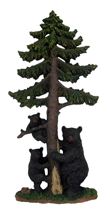 Charming Wall Art of a Black Bear Family of 3 Under a Tree, 17 Inches