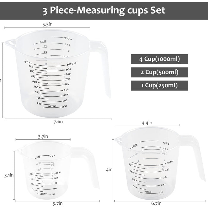 Smithcraft Measuring Cups Set of 6, Plastic Measuring Cup Set, Colorful  Measuring Cups, Big Size Measure Cups, Cute Dry Measurement Cups for  Kitchen 