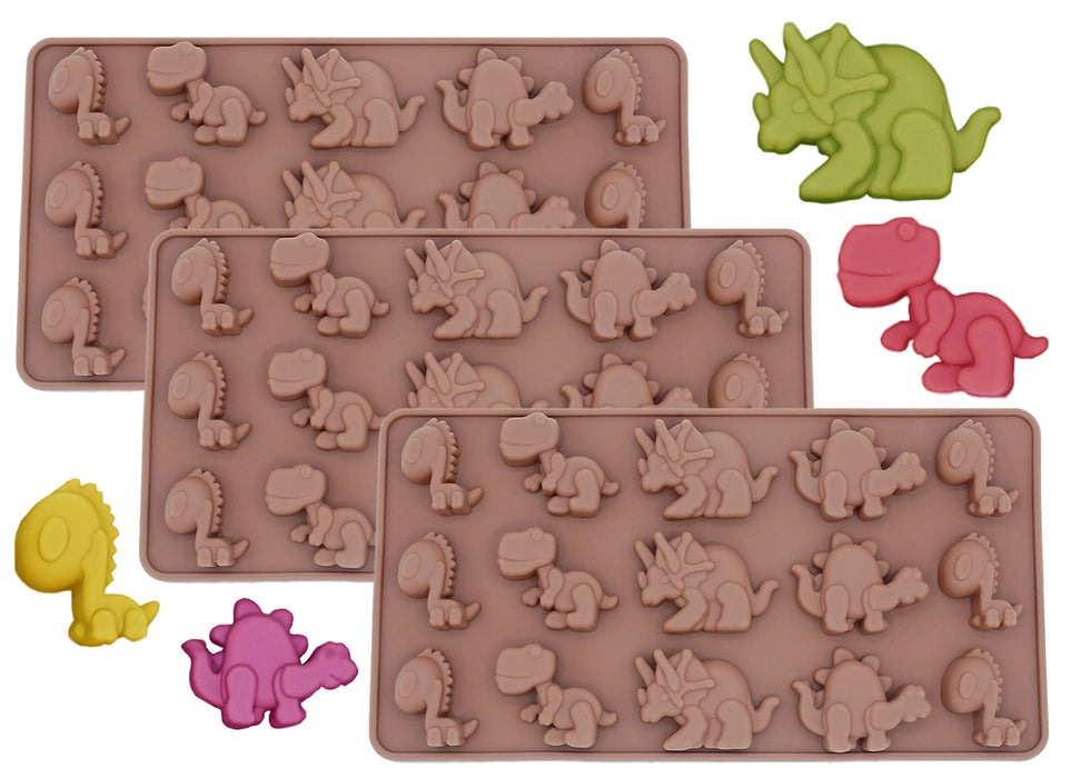 PopBlossom Brown Dinosaur Silicone mold 3 Pack Dino Chocolate
