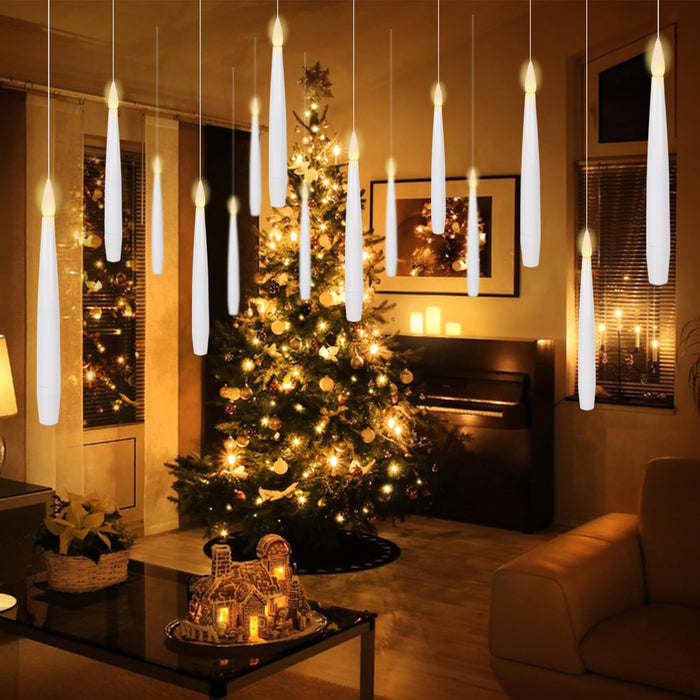 Floating Candles with Wand, Christmas Decorations Magic Hanging Candles, Flicker