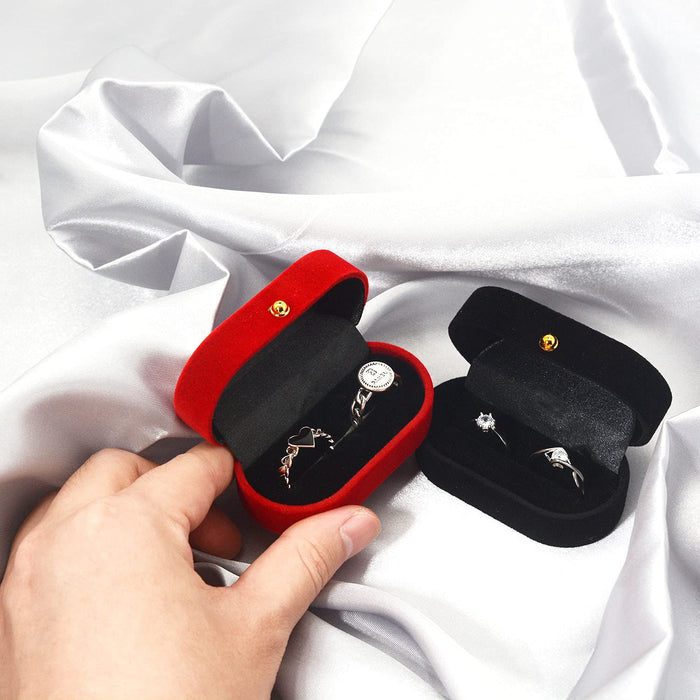 LAGIPA Velvet Ring Bearer Box, Ring Box Display Holder Case for Wedding/Proposal/Engagement/Ceremony, Wider Slot for Single