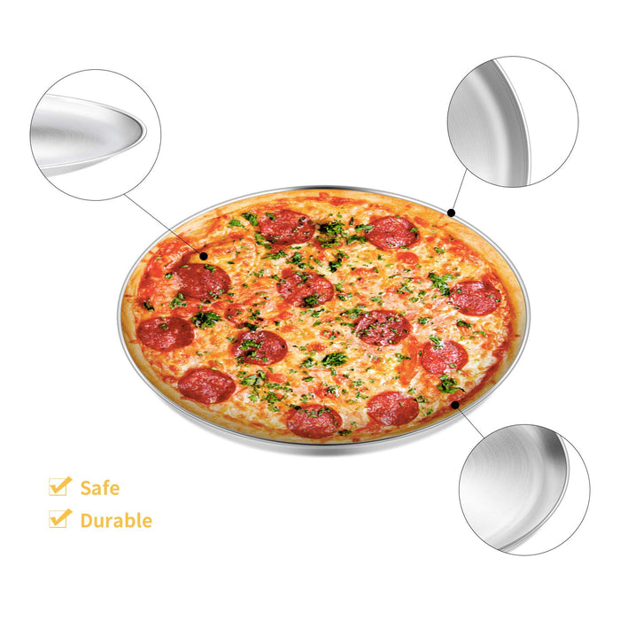 Elsjoy 4 Pack 13 Inch Stainless Steel Pizza Pan, Deep Round Baking Pan  Large Pizza Baking Tray, Heavy-Duty Pizza Dish Non-Stick Baking Sheet for  Oven
