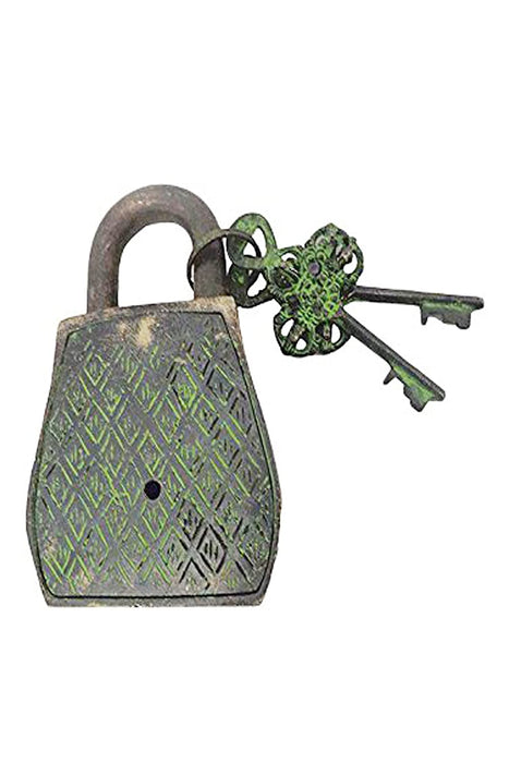 Brass Door Padlock Fully Functional Handmade Antique Design with Keys  Unique Collectible Locks Combination of Style & Security (Man-Skull-ant) 