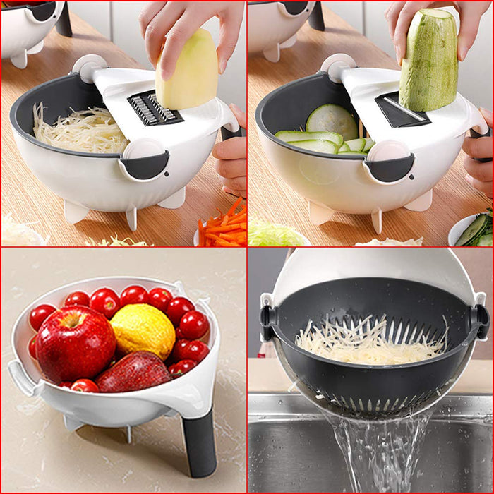 9-in-1 Multi-functional Rotate Vegetable Cutter Manual Slicer Fruit Cu —  CHIMIYA