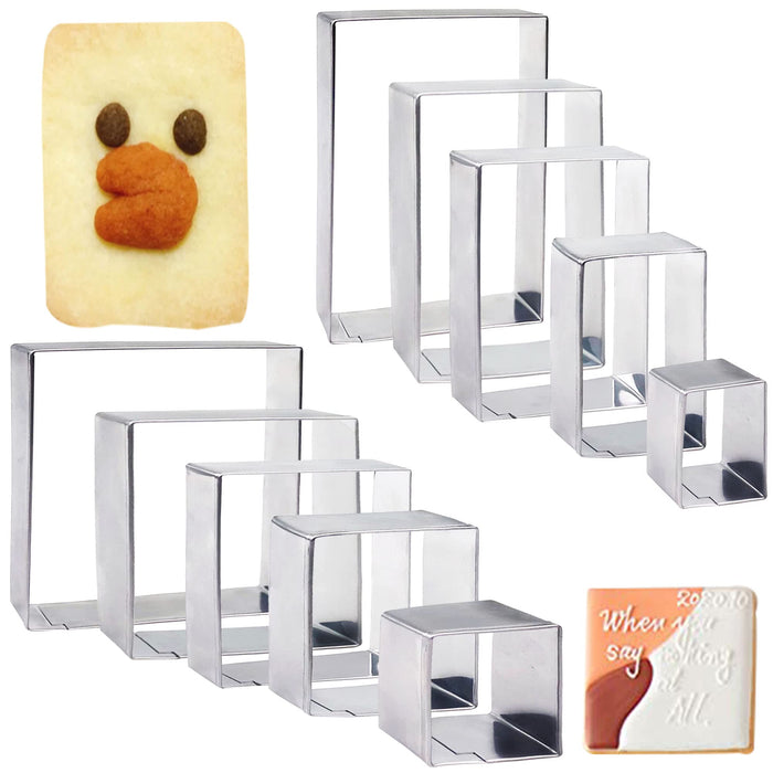 10PCS Rectangle Cookie Cutter Square Cookie Mold Stainless Steel Rectangle Biscuit Molds Square Pastry Molds