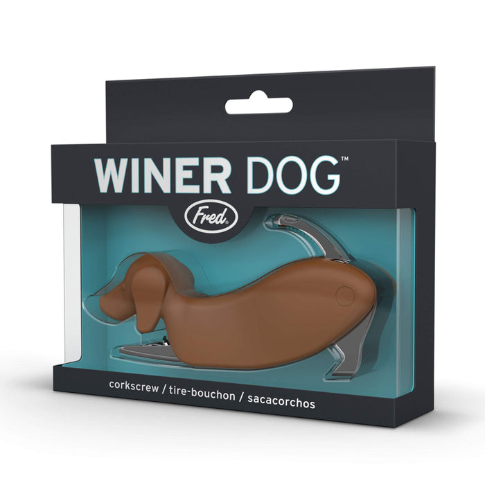 Genuine Fred WINER DOG Dachshund Dog Shaped Corkscrew, Brown