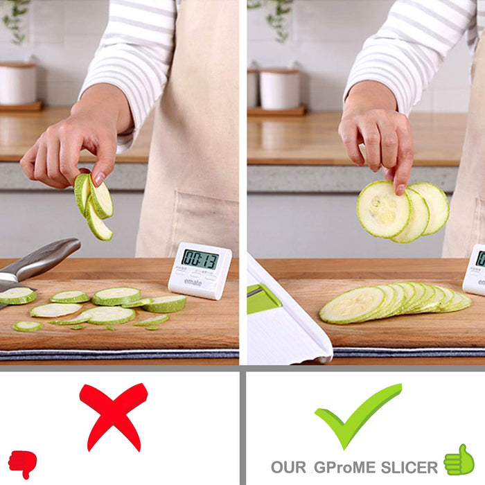 GProMe Mandoline Slicer – Adjustable Vegetable Mandolin, Fruit zucchini Slicer, French Fry Cutter,Crinkle Cutter Food Waffle