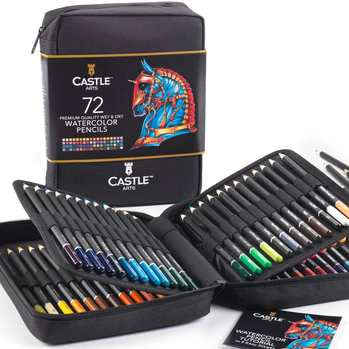 Castle Art Supplies 48 Pasteltint Colored Pencils Set with Extras