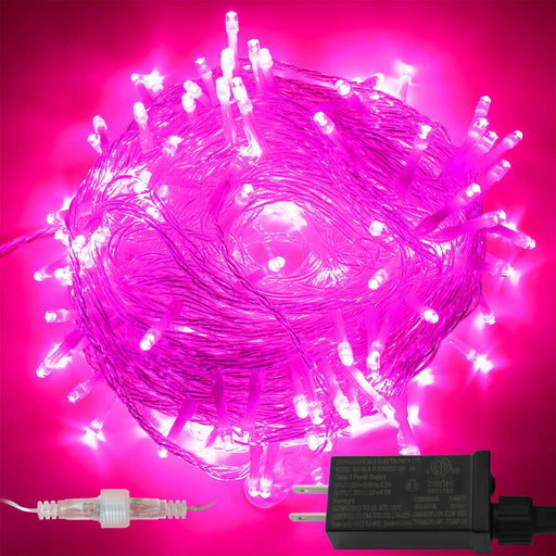 300 LED Valentines Day Decor Lights, 108Ft Plug in Pink Lights for